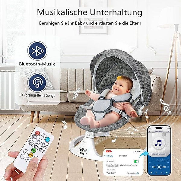 Insma Babyschaukel 5 Gang Elektrische bluetooth-Babywippe, günstig online kaufen