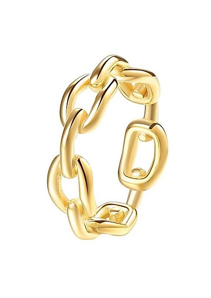 Hey Happiness Fingerring Damen 18K Vergoldet, Edelstahlring Großgliedrig, G günstig online kaufen