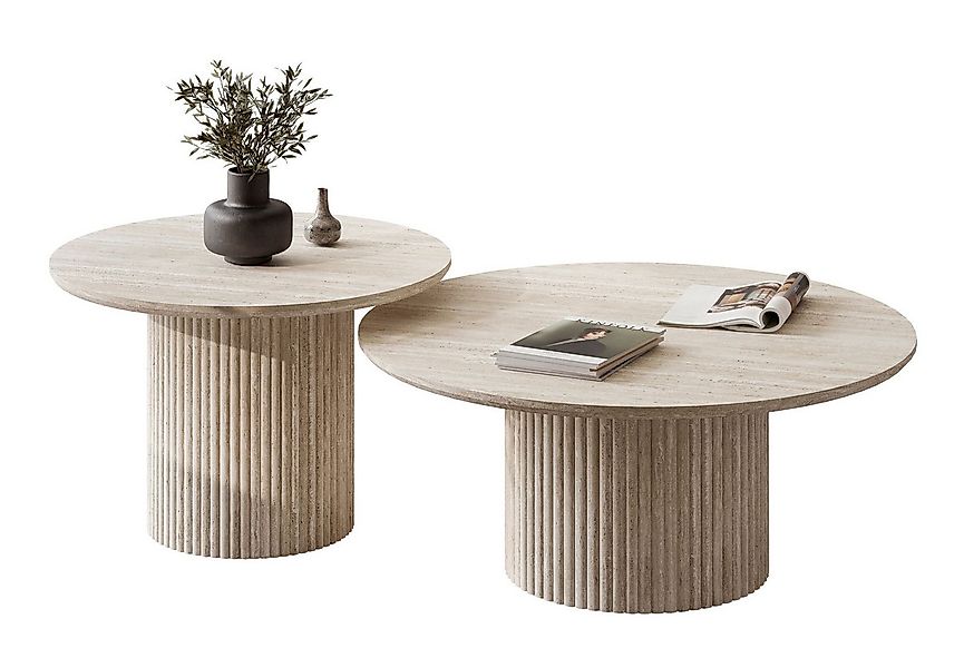 Lookway Couchtisch OVI-Tischset mit geriffelter Basis (2er Set), Durchmesse günstig online kaufen