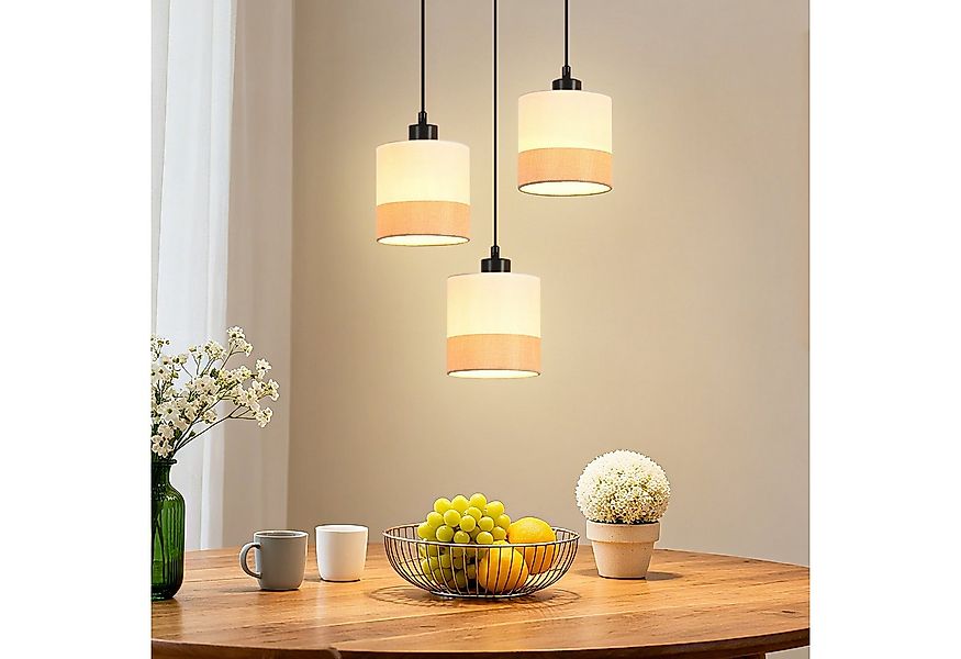 Nettlife Pendelleuchte Vintage 1/3/4-flammige Stoff Weiß E27 Fassung Hängel günstig online kaufen