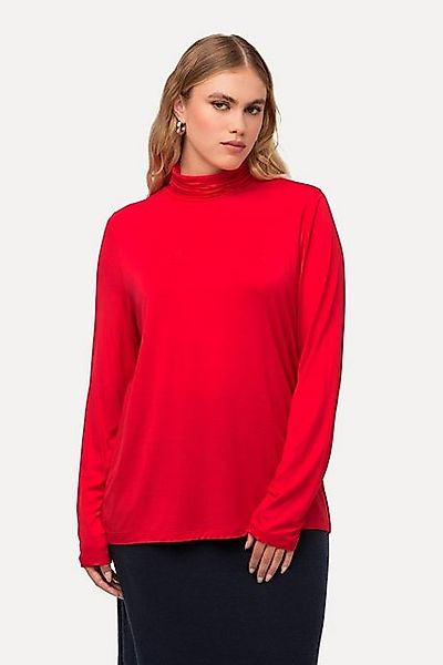 Ulla Popken Longsleeve Shirt Rollkragen Classic Raffung Langarm günstig online kaufen