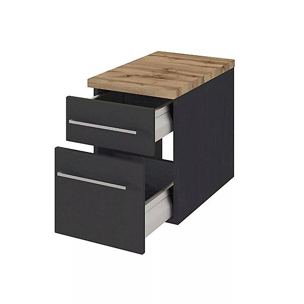 Lomadox Bad-Möbel Unterschrank TAREE-03 in matt grau schwarz günstig online kaufen
