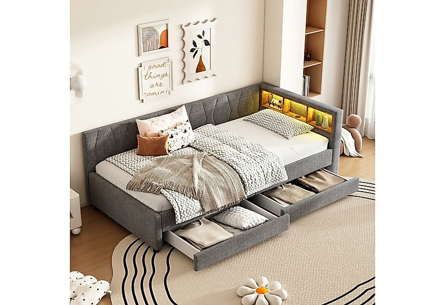 STILVORA Polsterbett Polsterbett 90×200cm Daybett Jugendbett mit USB+Typ C& günstig online kaufen