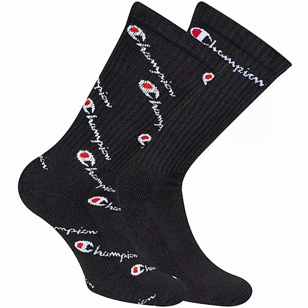Champion Unisex Socken, 2 Paar - Crew Socken Fashion, Logo Schwarz EU 43-46 günstig online kaufen