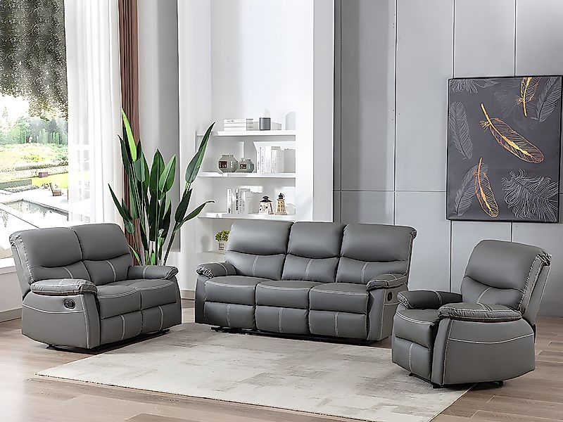 Relaxsofa 2-Sitzer - Kunstleder - Grau - CANBY günstig online kaufen