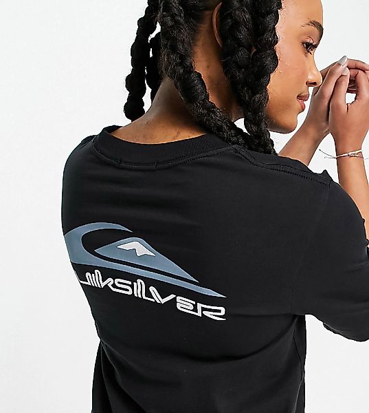 Quiksilver – T-Shirt in Schwarz mit halblangen Ärmeln und Logo, exklusiv be günstig online kaufen