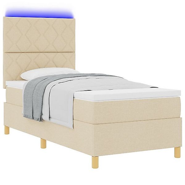 vidaXL Bett Boxspringbett mit Matratze & LED Creme 90x190 cm Stoff (1-tlg) günstig online kaufen