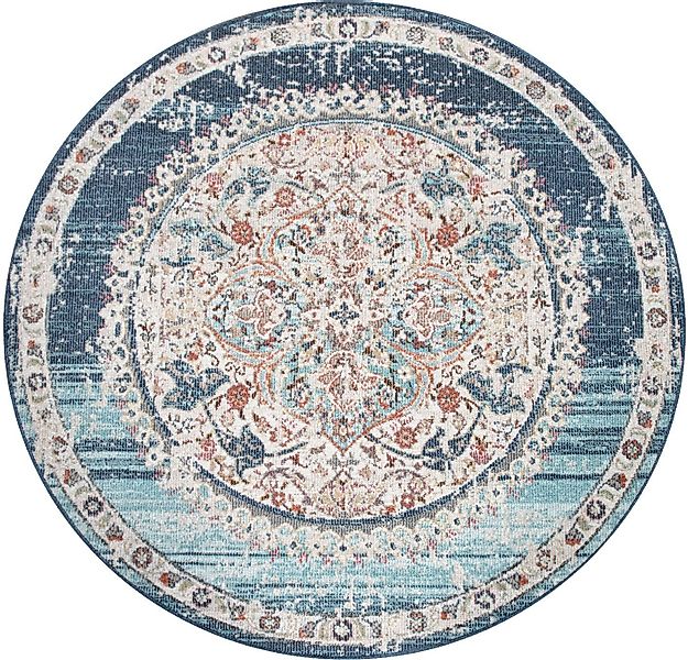 Paco Home Teppich »Torres 271«, rund, 8 mm Höhe, Kurzflor, Orient-Optik, Vi günstig online kaufen