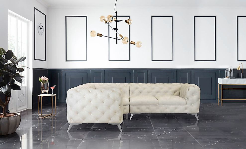 Leonique Chesterfield-Sofa "Ecksofa GLYNIS L-Form mit Wellenunterfederung, günstig online kaufen