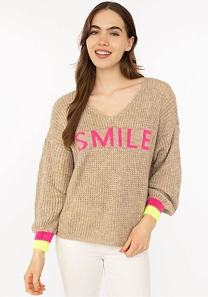 Zwillingsherz Strickpullover ""Smile"" Langarm, One Size, V-Ausschnitt, Neo günstig online kaufen