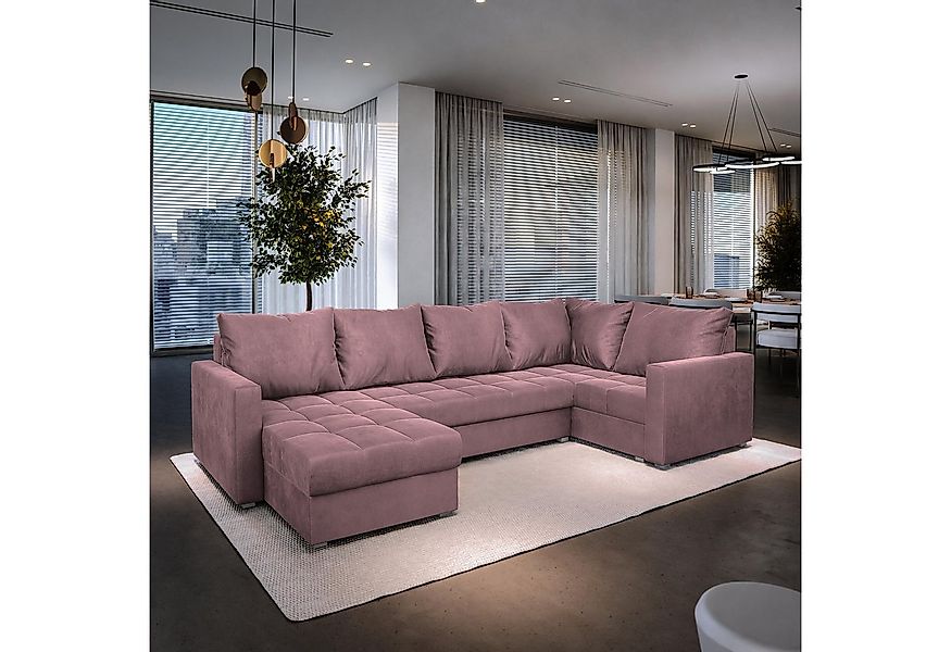 Masseno Ecksofa LORIVO mit Schlaffunktion U-Form, Sofa mit Bettkasten günstig online kaufen