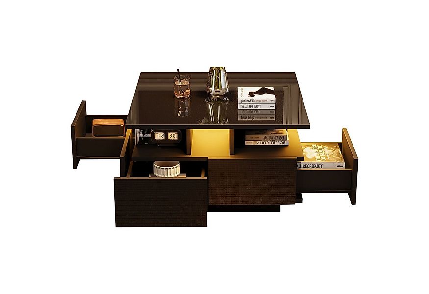 Merax Couchtisch hochglanz Sofatisch Beistelltisch mit LED-Beleuchtung & US günstig online kaufen