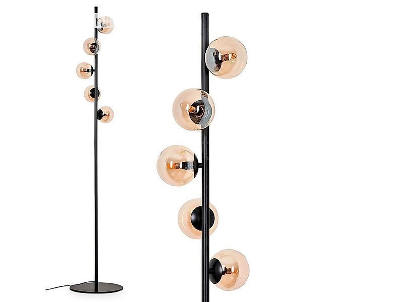 hofstein Stehlampe Stehlampe aus Metall/Glas in Schwarz/Bernsteinfarben, oh günstig online kaufen
