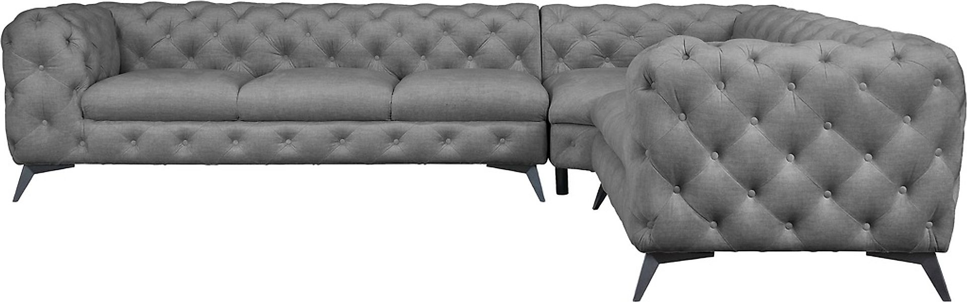 Leonique Chesterfield-Sofa "Ecksofa GLYNIS L-Form mit Wellenunterfederung, günstig online kaufen