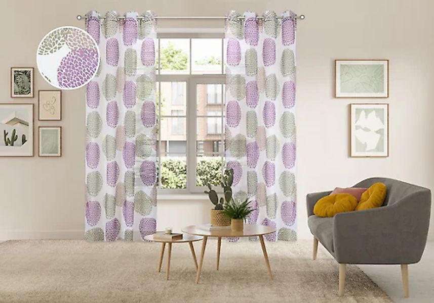 my home Gardine »BELEM« Ösen 1 Stk. tlg. 1 Schal, Polyester, Kreise günstig online kaufen