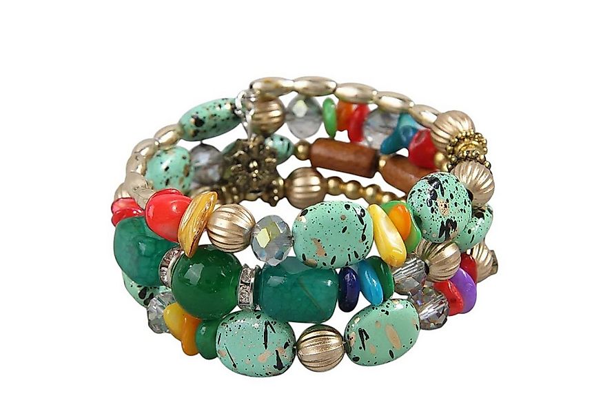 KARMA Armband Damenarmband mehrreihig Türkis, Grün oder Weiß modern (dehnba günstig online kaufen