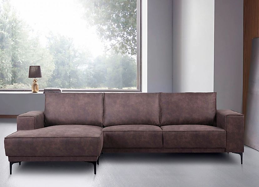 Places of Style Ecksofa "Polsterecke Oland, Struktur, Flachgewebe, Luxus-Mi günstig online kaufen