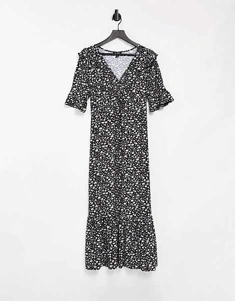 QED London – Geblümtes Midiaxi-Kleid mit 3/4-Ärmeln-Mehrfarbig günstig online kaufen