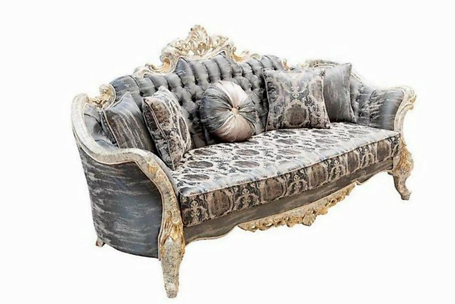 JVmoebel Chesterfield-Sofa Barock Sofa 3 Sitz Grau Wohnzimmer Klassisch Des günstig online kaufen