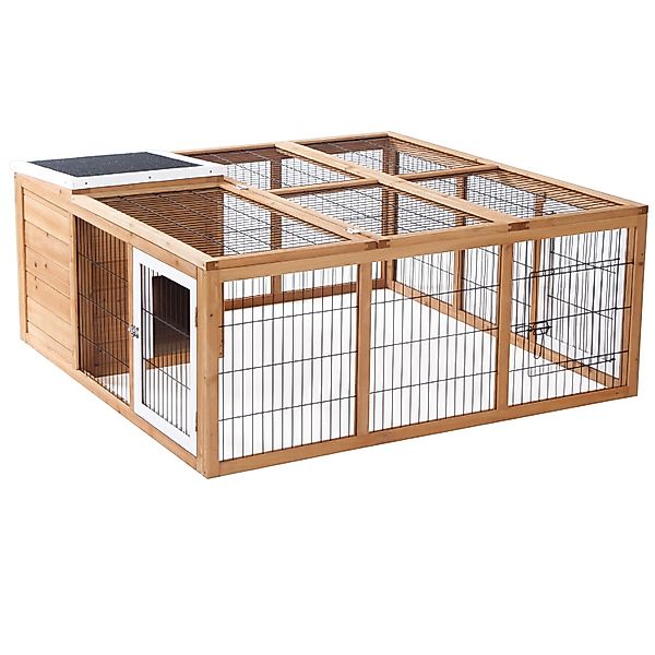 PawHut Kaninchenstall mit Dach zum Öffnen 123 x 120 x 52 cm günstig online kaufen