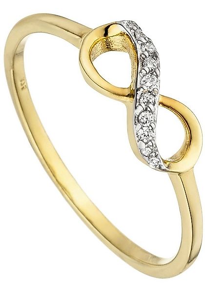 JOBO Goldring Ring Unendlich, 375 Gold mit 10 Zirkonia günstig online kaufen