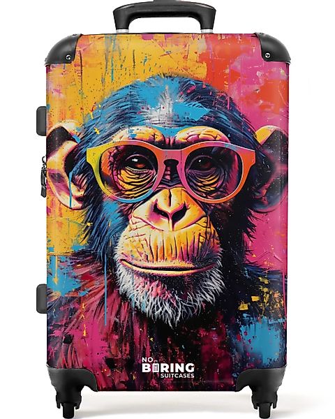 NoBoringSuitcases.com© Hartschalen-Trolley Schimpanse mit Brille im günstig online kaufen
