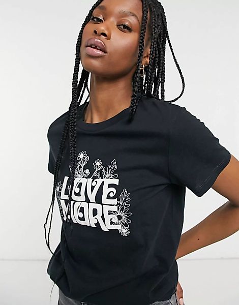 Levi's – Perfect – T-Shirt mit „Love More“-Schriftzug in Schwarz günstig online kaufen
