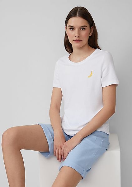s.Oliver Kurzarmshirt Jersey-T-Shirt mit Stickerei Artwork günstig online kaufen