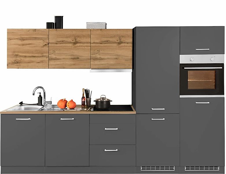 KOCHSTATION Küchenzeile "KS-Kehl" mit E-Geräten, 300cm, inkl. Kühl/Gefrierk günstig online kaufen