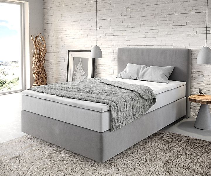 Boxspringbett Dream-Well 120x200 cm Mikrofaser Grau mit TFK Matratze und Vi günstig online kaufen
