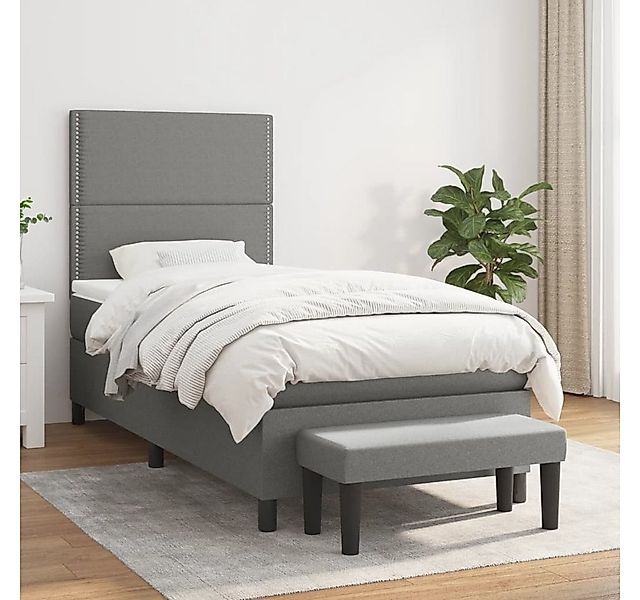 vidaXL Boxspringbett Boxspringbett mit Matratze Dunkelgrau 90x200 cm Stoff günstig online kaufen