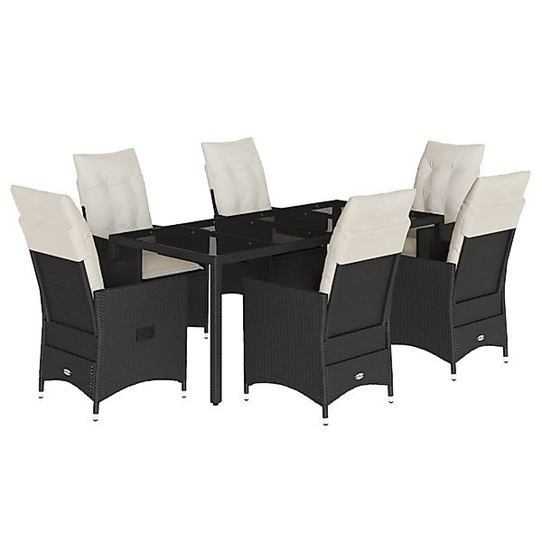 vidaXL 7-Tlg Garten-Essgruppe mit Kissen Schwarz Poly Rattan 3276697 günstig online kaufen