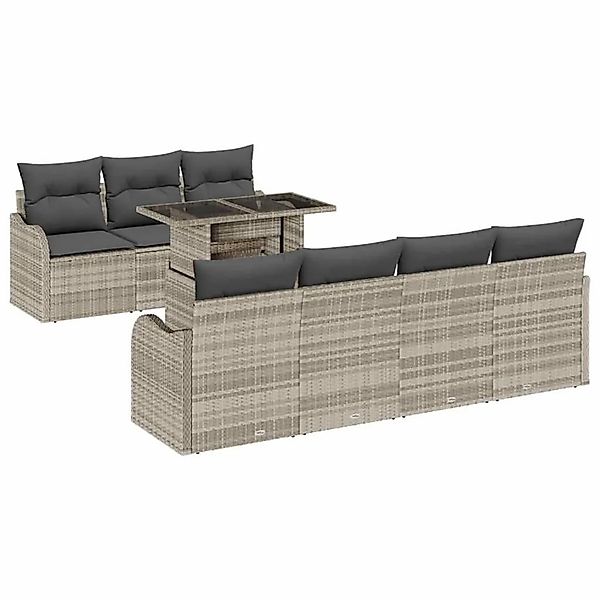 vidaXL Gartensofa-set mit Kissen 8-Tlg Hellgrau Poly-Rattan 3357145 günstig online kaufen