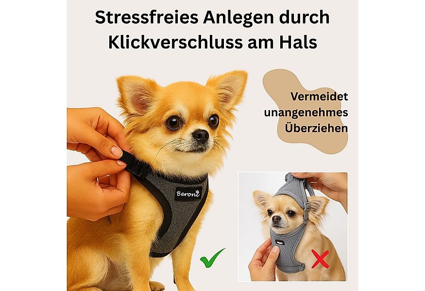 Beroni Hunde-Geschirr Softgeschirr Hundegeschirr nicht über Kopf verstellba günstig online kaufen