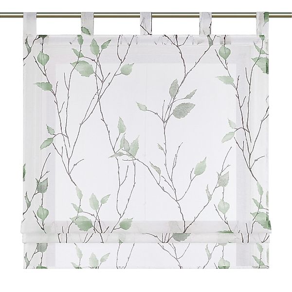 Joyswahl Raffrollo, mit Schlaufen, ohne bohren, mit Zweig und Blattmotiven günstig online kaufen