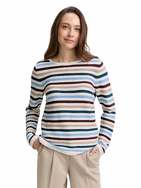 TOM TAILOR Rundhalspullover "Regular" aus Rippstrick günstig online kaufen