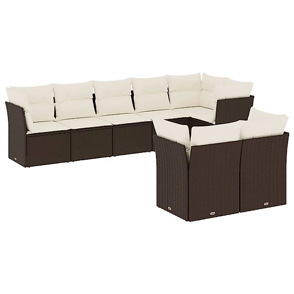 vidaXL 8-Tlg Garten-Sofagarnitur mit Kissen Braun Poly Rattan 3249752 günstig online kaufen