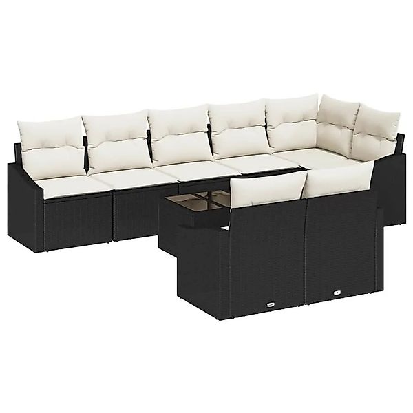 vidaXL Gartensofa-set mit Kissen 9-Tlg Braun und Creme Poly-Rattan 3355446 günstig online kaufen