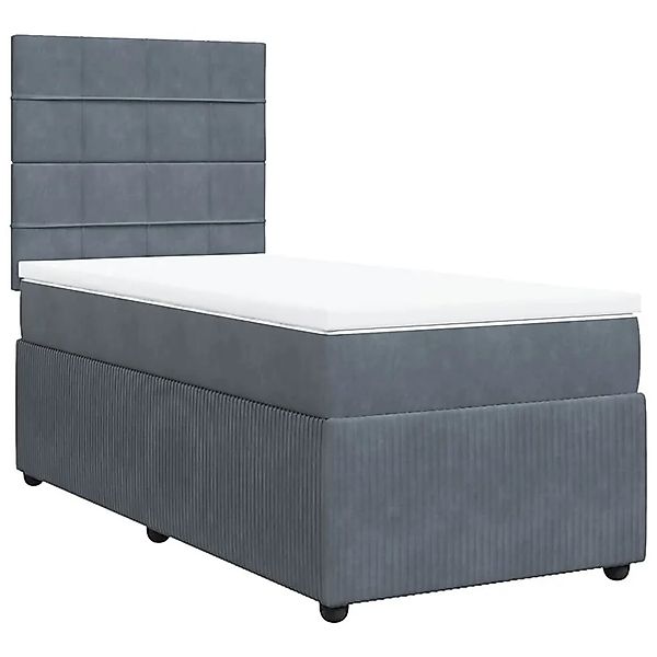 vidaXL Boxspringbett mit Matratze Dunkelgrau 80x200 cm Samt 3294491 günstig online kaufen