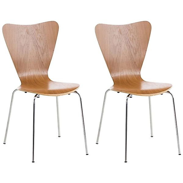 DELUKE 2er Set Besucherstuhl BERLIN Holz Eiche 45x49x85cm Konferenzstuhl Wa günstig online kaufen