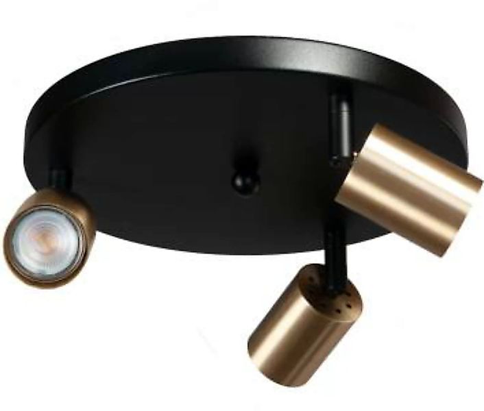 Deckenlampe rund Ø35cm 3-flammig Metall Schwarz Gold günstig online kaufen