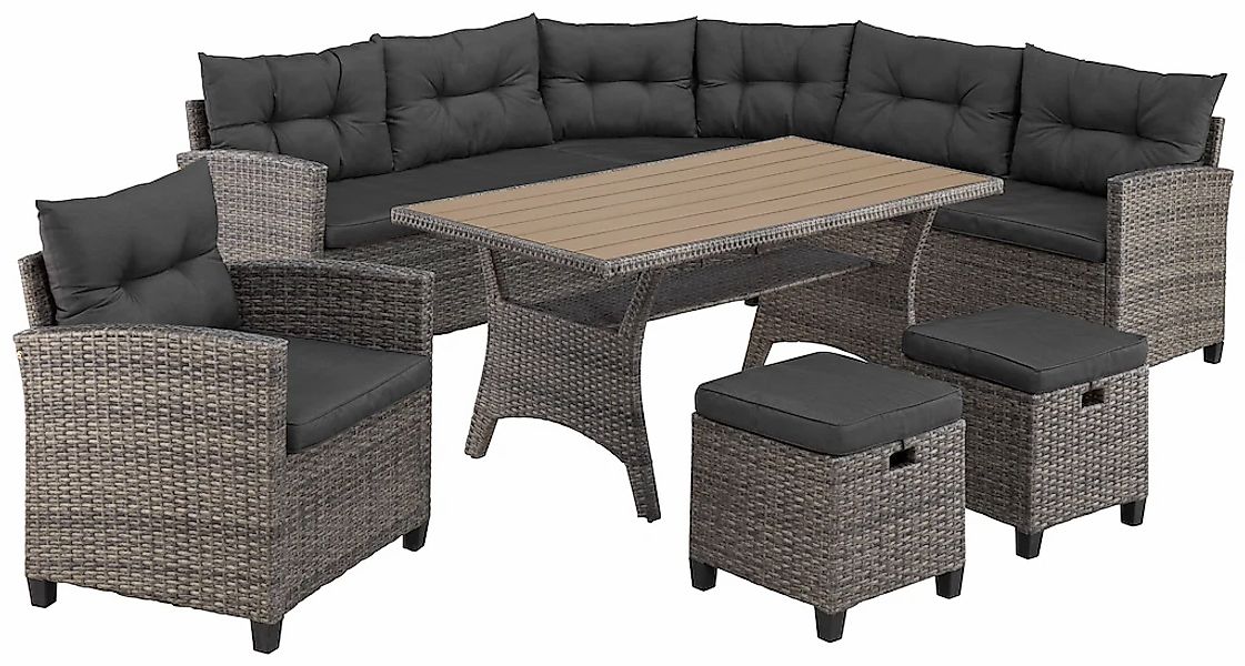 KONIFERA Gartenlounge-Set "Keros Premium" Set, 2x 2er Sofa, 1x Ecke, 1x Ses günstig online kaufen