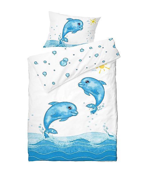 Koru Kids Kinderbettwäsche Wendebettwäsche Delfin, 100%Baumwolle günstig online kaufen