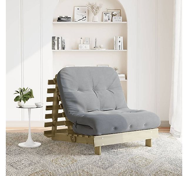 vidaXL Sofa, Futon Schlafsofa mit Matratze 90x206x11 Kiefernholz Imprägnier günstig online kaufen