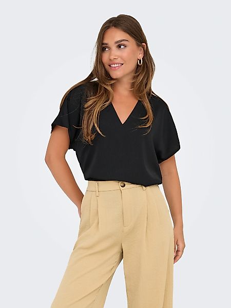 ONLY V-Shirt "ONLLUCY LIFE SS V-NECK TOP WVN" günstig online kaufen