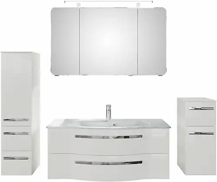 Saphir Badmöbel-Set »Serie 4005, vormontiert, Glaswaschbecken, Spiegelschra günstig online kaufen