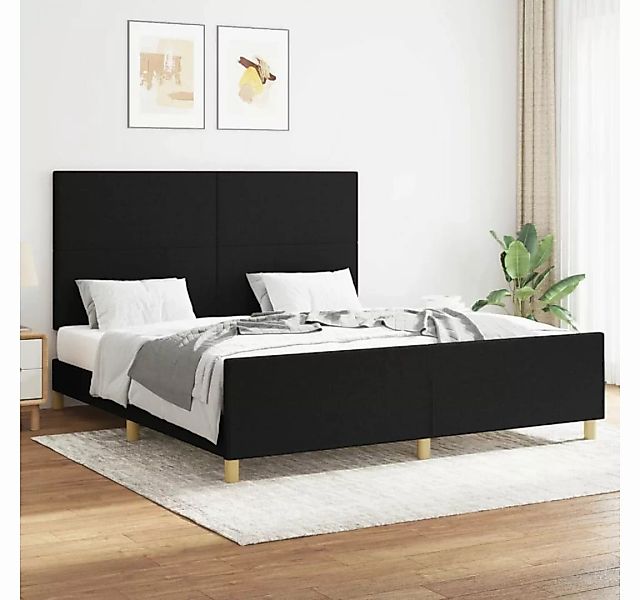 furnicato Bett Bettgestell mit Kopfteil Schwarz 160x200 cm Stoff günstig online kaufen