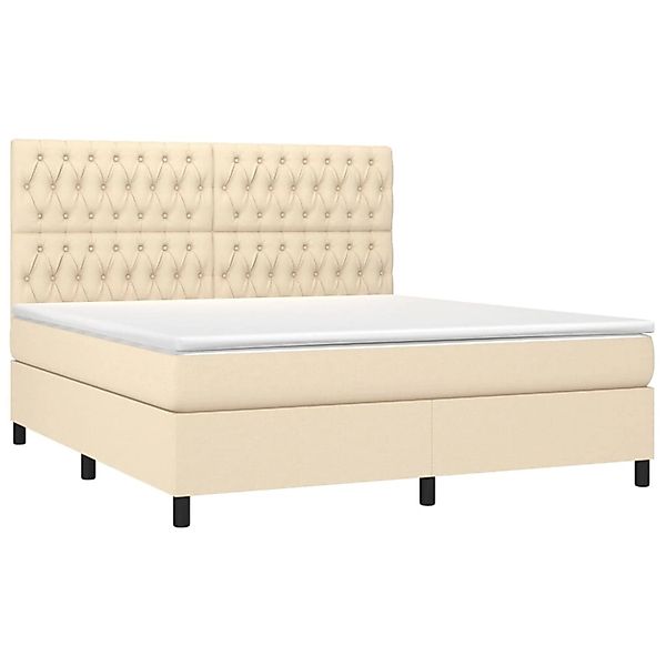 vidaXL Boxspringbett mit Matratze & LED Creme 180x200 cm Stoff 3135138 günstig online kaufen