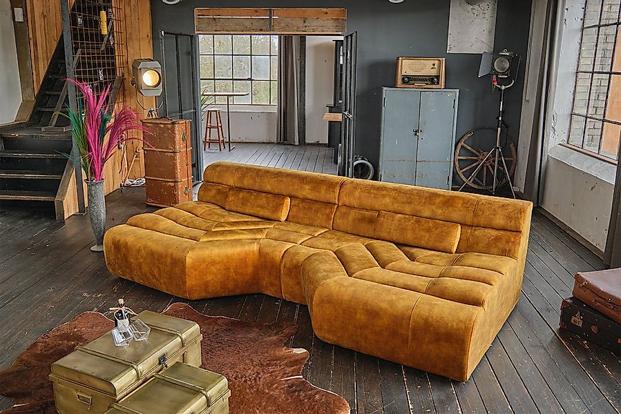 KAWOLA Big-Sofa TARA, Sofa Couch Velvet Vintage verschiedene Farben 286x143 günstig online kaufen