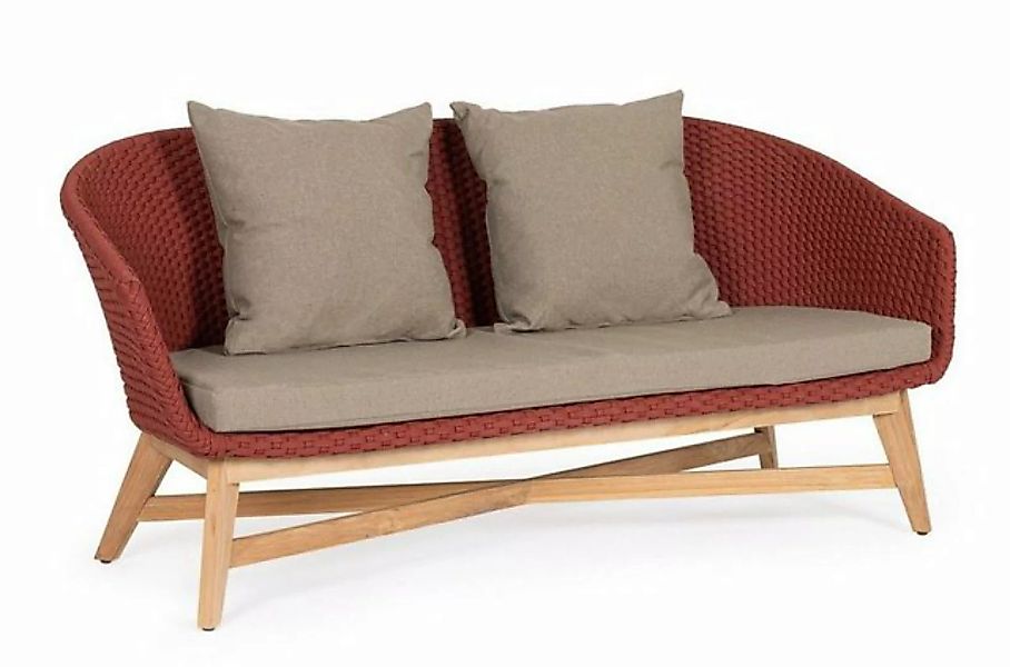Natur24 Sofa Sofa Coachella 168x78x77cm Teakholz Rot Sofa Couch günstig online kaufen